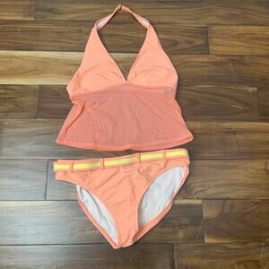 La Blanca Island  Takini Womens Size 16 Orange Goddess 2-piece Halter Swimsuit